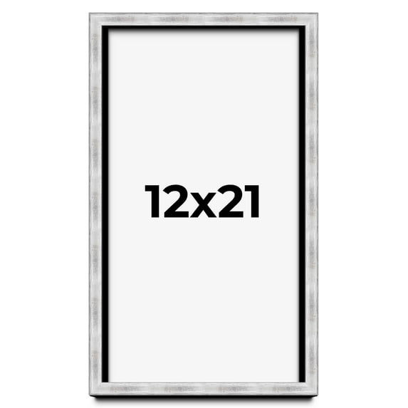12x21 Frame Brushed Silver Solid Wood Picture Frame | 0.75 Inch Moulding Width | Rabbet Depth 0.75