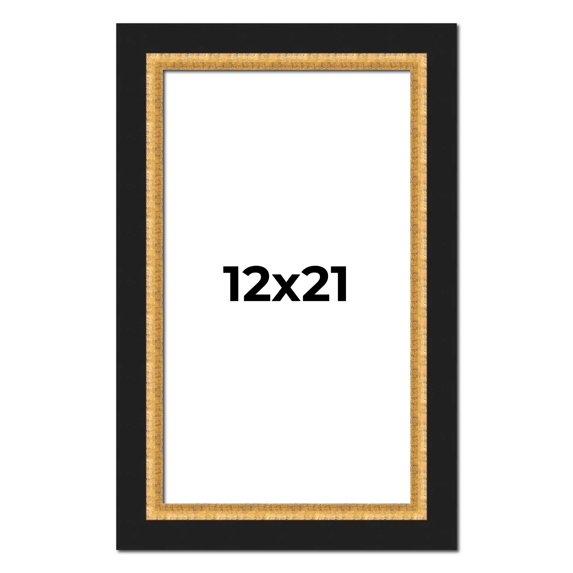12x21 Frame Gold Real Wood Picture Frame Width 2.25 Inches | Interior Frame Depth 0.5 Inches |