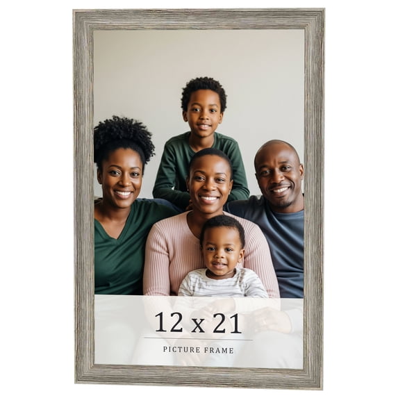 12x21 Frame Grey Solid Wood Picture Frame Width 1 Inches | Interior Frame Depth 0.5 Inches |