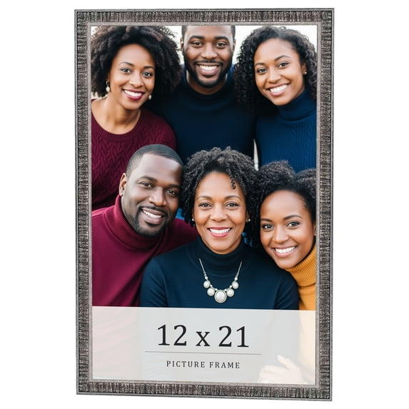 12x21 Frame Silver Grey Distressed Solid Wood Picture Frame | 0.75 Inch Moulding Width | Interior
