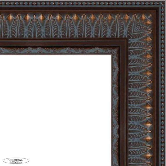12x22 3.5" Wide Ornate Brown Picture Frame - UV Acrylic, Foam Board Backing, Hanging Hardware