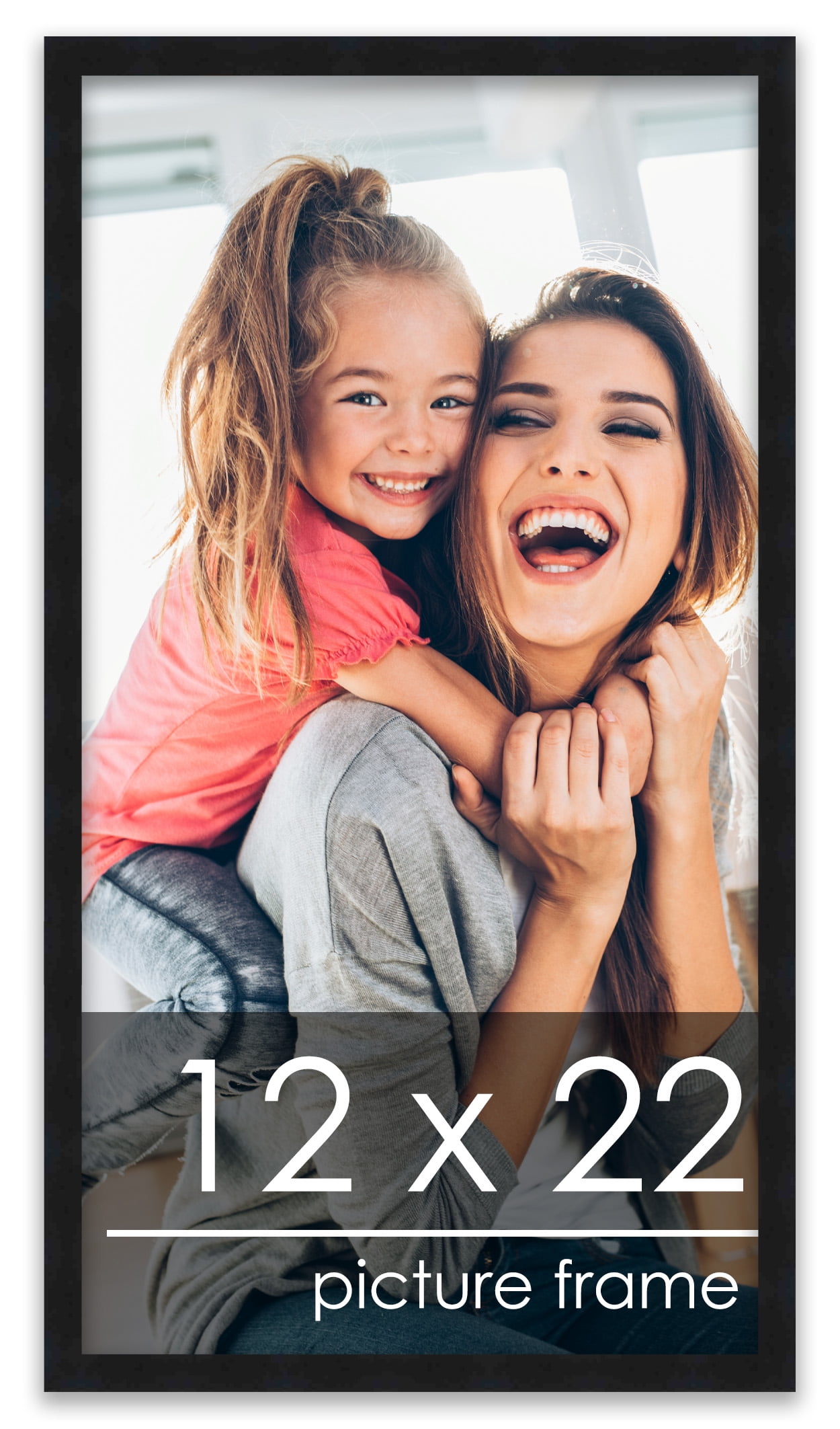 12x22 Frame Black Wood Picture Frame - UV Acrylic, Foam Board Backing ...