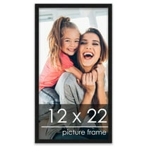 12x22 Contemporary Black Wood Picture Frame - UV Acrylic, Foam Board Backing, & Hanging Hardware Included!