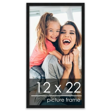 12x22 Contemporary Black Wood Picture Frame - UV Acrylic, Foam Board Backing, & Hanging Hardware Included!