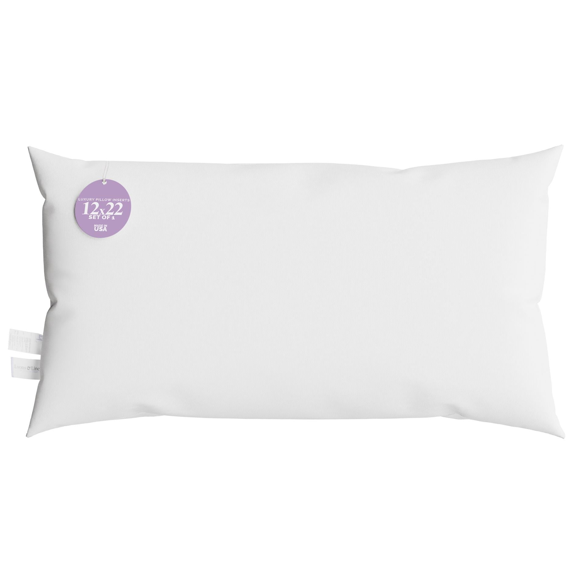 12x22 inch Lumbar Pillow Insert by Looms and Linens with Down