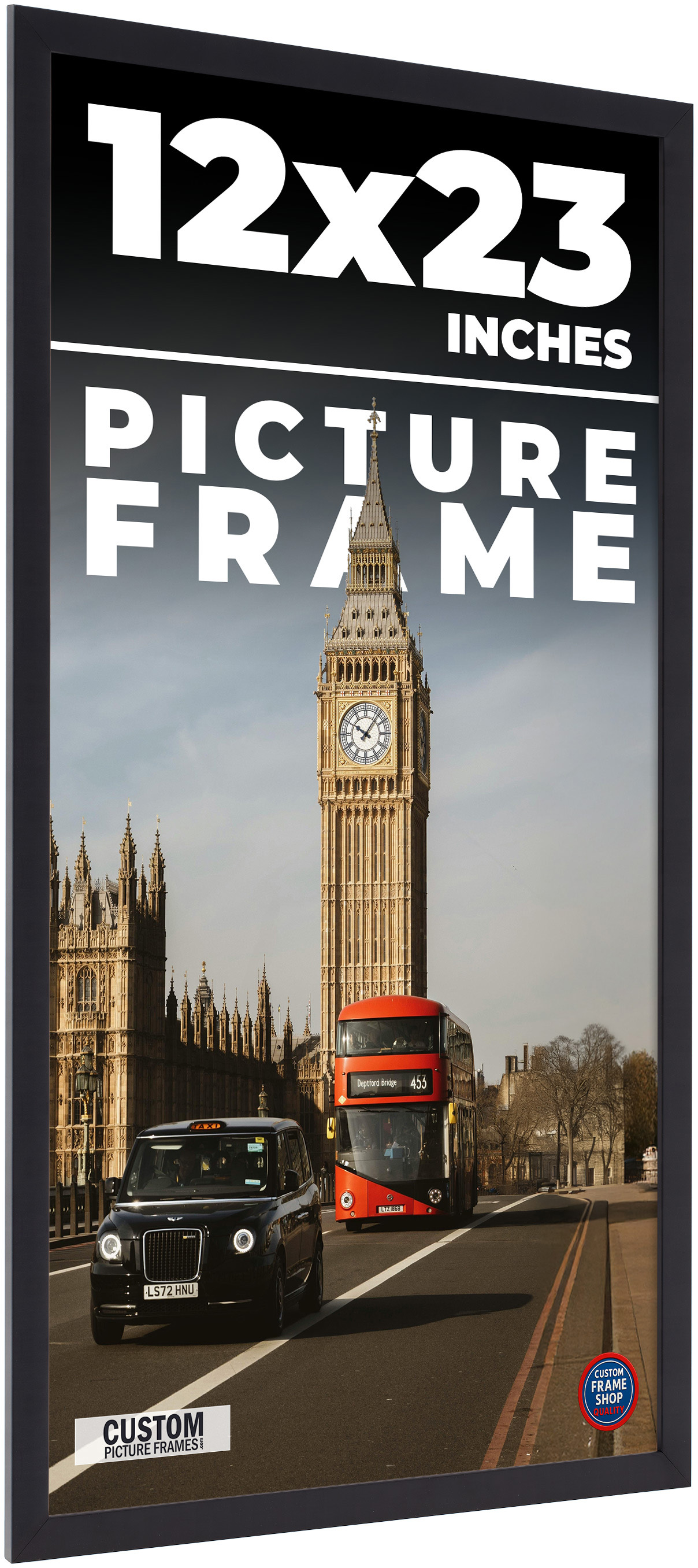 23 Inches 12x23 Frame Black Real Wood Picture Frame Width 0.75 inches | Interior ...