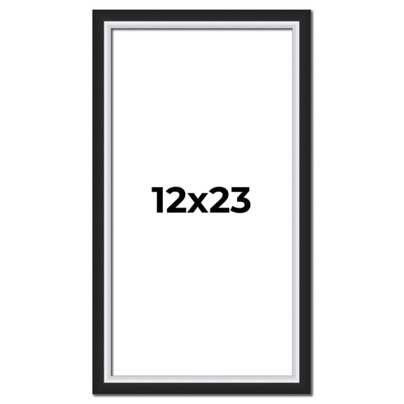 12x23 Frame Black & Silver Solid Wood Picture Frame Width 1.25 Inches | Interior Depth 0.75 Inches