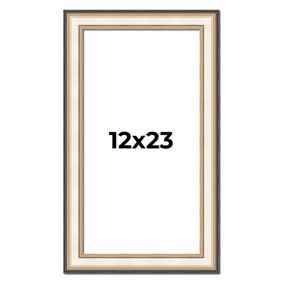 12x23 Frame Gold Silver Plein Aire 2" Inch Wide Moulding Solid Wood Picture Frame | Modena