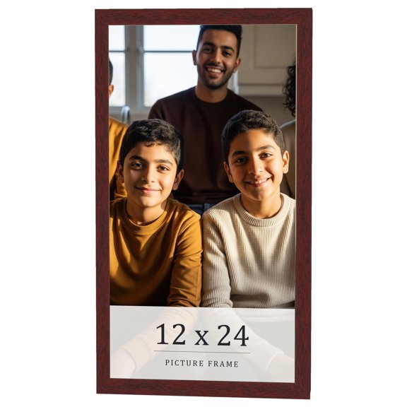 12x24 Frame Brown Solid Wood Picture Frame Width 0.75 Inches | Interior Frame Depth 0.5 Inches |