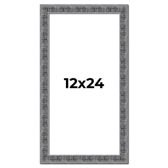 12x24 Frame Silver Black Rustic Sonoma Solid Wood Picture Frame | 1.5 Inch Moulding Width |
