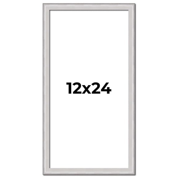 12x24 Frame Silver Inner Slope Bevel Picture Frame | 1 Inch Moulding Width | 0.75 Inch Rabbet Depth