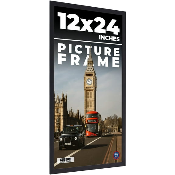 12x24 Minimalist Black Picture Frame - UV Acrylic, Foam Board Backing, Hanging Hardware