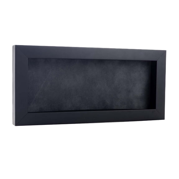 12x24 Shadow Box Frame Black Wood | With a 3/4" Usable Display Depth | Includes a Dark Grey Real