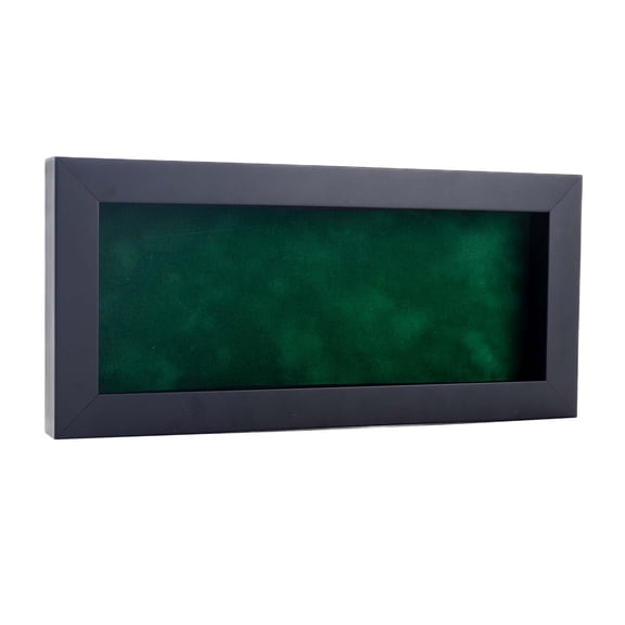 12x24 Shadow Box Frame Black Wood | With a 3/4" Usable Display Depth | Includes a Forest Green Real