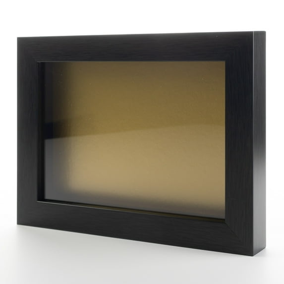 12x24 Shadow Box Frame Gray Stained Real Wood with a Gold Acid-Free Backing | 3/4" of Usuable Depth