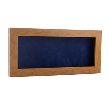 12x24 Shadow Box Frame Light Brown Wood | With a 3/4" Usable Display Depth | Includes a Navy Blue