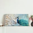 thumbnail image 1 of 12x24 inch Peacock Framed Vintage Canvas Wall Art Home Wall Decor Blue and White Peacock Feather Giclee Print Gallery Wrap Modern Home Art Ready to Hang, 1 of 9
