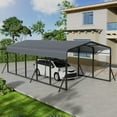 thumbnail image 1 of 12x24FT Metal Carport, Heavy Duty Carport with Galvanized Steel Roof and Enhanced Base, Upgraded Large Outdoor Canopy, Metal Garage for Cars, Boats, Trucks, Gray (12X24FT), 1 of 8