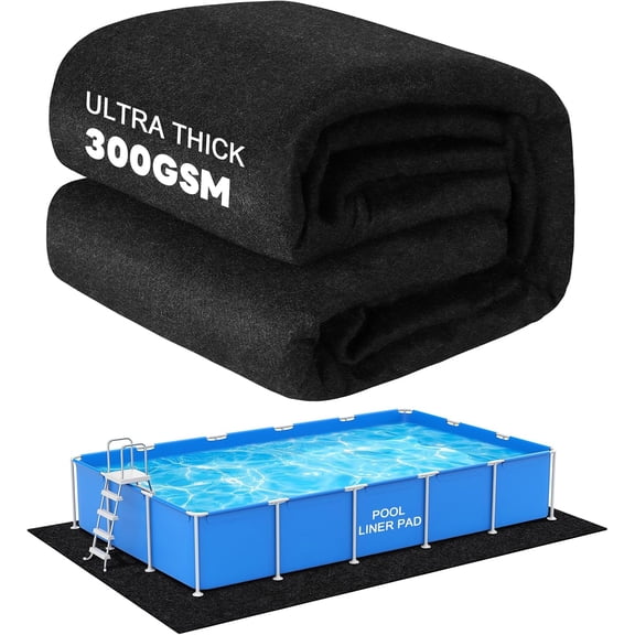 12x24ft Rectangle Pool Liner Pad for Above Ground Pools,300G/M² Thicker Pool Liner Pad, Durable Density Puncture Resistant Mat,Effortless to Install, Pools Bottom Liner Protector, Extend Liner Life