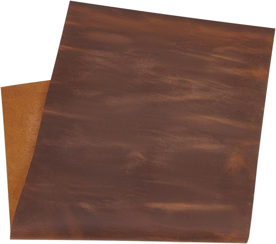 12x24inch Genuine Leather Sheets 2mm Cowhide Leather Squares Thick Tooling Leather for Crafts Tooling Sewing Wallet Coffee