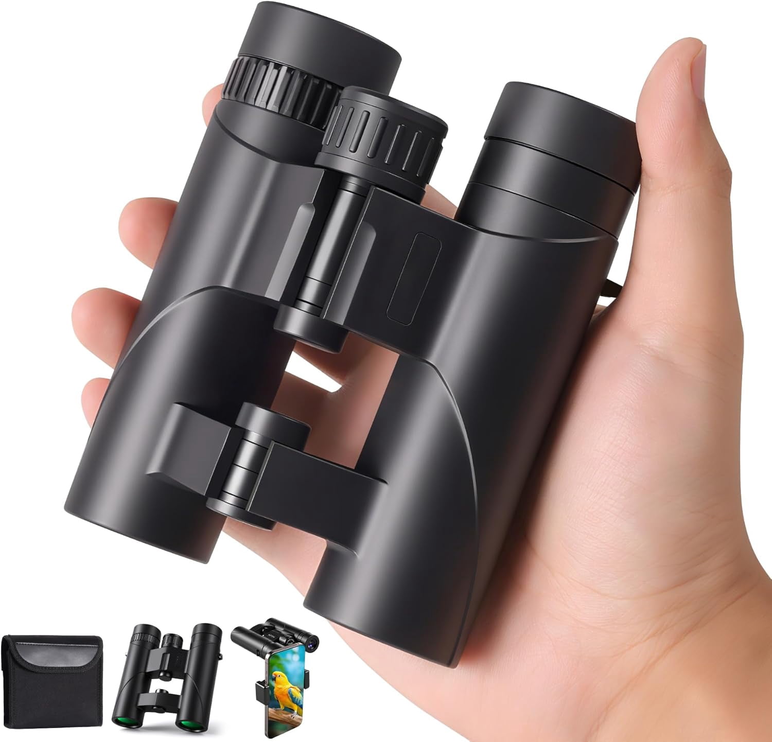 12x25 Compact Binoculars for Adults, High Powered Waterproof Binocular with Phone Adapter, Small Easy Focus HD Binoculars for Bird Watching, Concerts, Hiking, Travel, Cruise