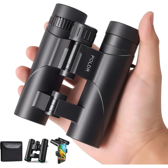 12x25 Compact Binoculars for Adults, High Powered Waterproof Binocular with Phone Adapter, Small Easy Focus HD Binoculars for Bird Watching, Concerts, Hiking, Travel, Cruise