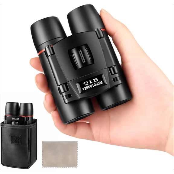 12x25 Compact Pocket Binoculars for Adults & Kids - Lightweight Mini Binoculars for Bird Watching, Concerts, Theater & Travel