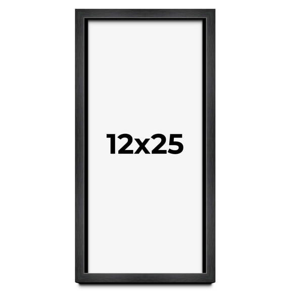 12x25 Frame Black Charcoal Grey Wood Textured Picture Frame | 0.75 Inch Moulding Width | Gunmetal