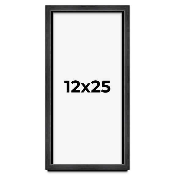 12x25 Frame Black Charcoal Grey Wood Textured Picture Frame | 0.75 Inch Moulding Width | Gunmetal