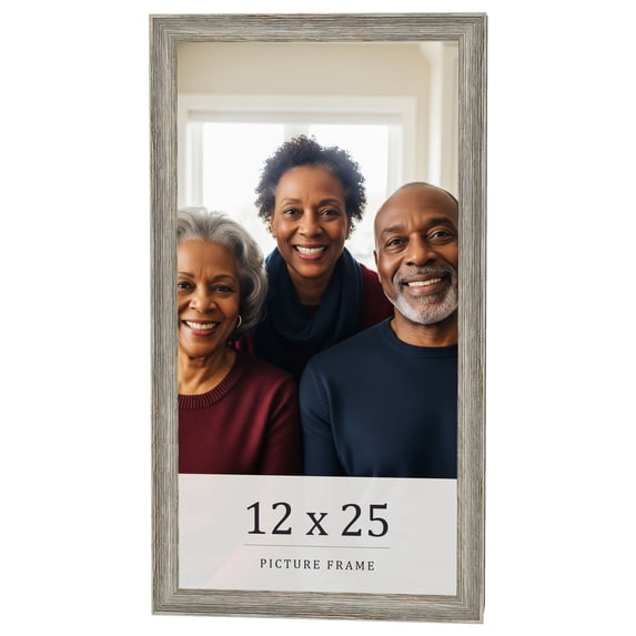 12x25 Frame Grey Solid Wood Picture Frame Width 1 Inches | Interior Frame Depth 0.5 Inches |