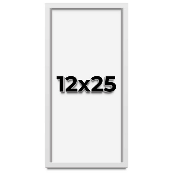 12x25 Shadow Box Frame White | 1 Inches Deep Real Wood Contemporary Shadowbox Display Frame | UV