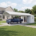 thumbnail image 1 of FOROUTIA 12x25ft Heavy-Duty Metal Carport with 12x5ft Storage Shed, White All-Weather Garage Shelter for Car/Truck/Boat/Lawn Equipment, Outdoor Tool Storage & Patio Shelter, 1 of 9