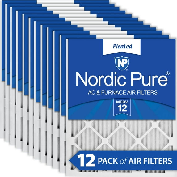 12x25x1 (11_3/4x24_3/4) Pleated MERV 12 Air Filters 12 Pack