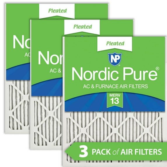 12x25x1 (11_3/4x24_3/4) Pleated MERV 13 Air Filters 3 Pack