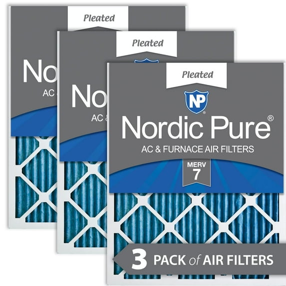 12x25x1 (11_3/4x24_3/4) Pleated MERV 7 Air Filters 3 Pack