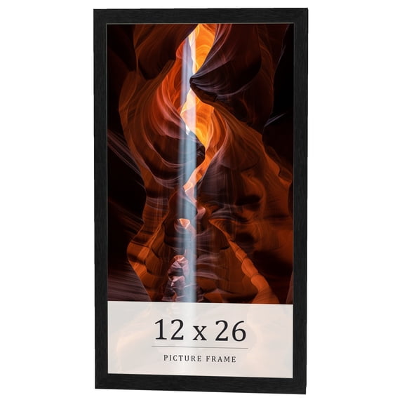12x26 Frame Black Charcoal Grey Wood Textured Picture Frame | 0.75 Inch Moulding Width | Gunmetal