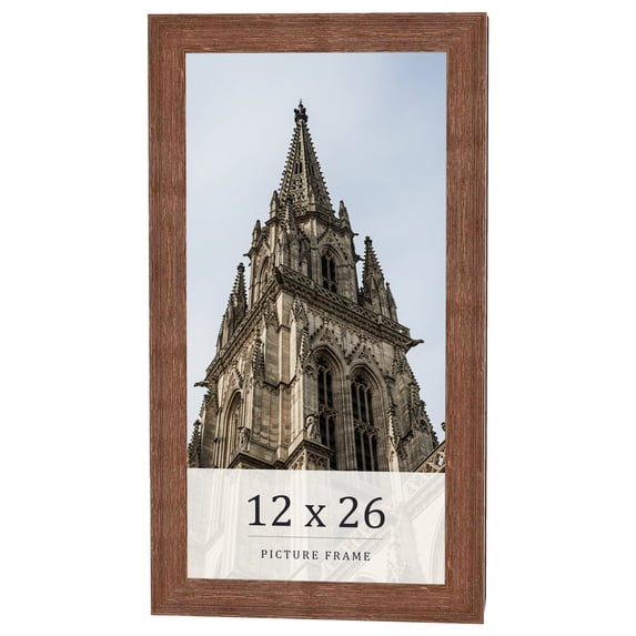 12x26 Frame Brown Farmhouse Solid Wood Picture Frame Width 1.5 Inches | Interior Frame Depth 0.5
