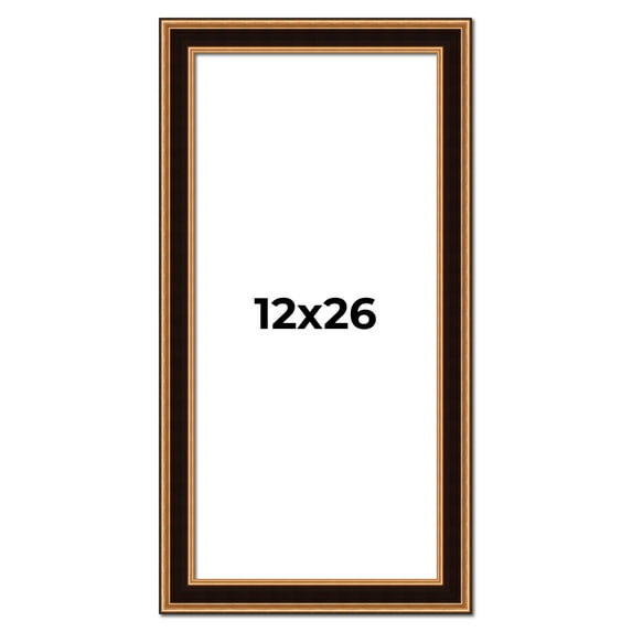 12x26 Frame Gold Brown Plein Air Vintage Solid Wood Picture Frame | 1.75 Inches Moulding Width |