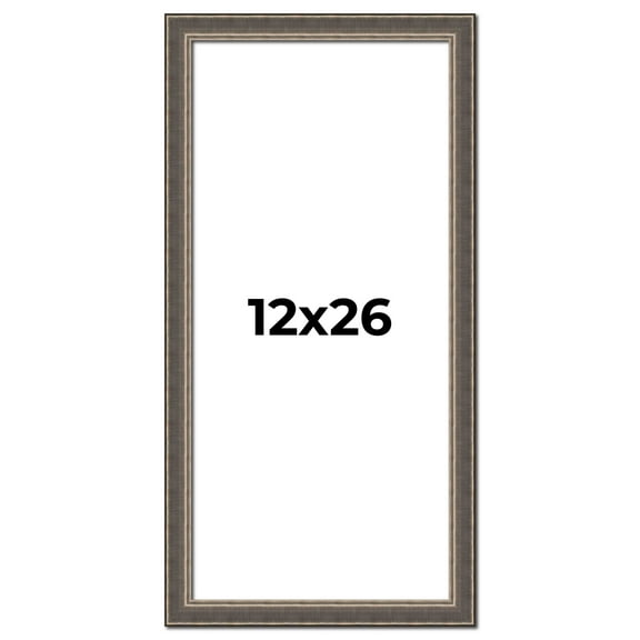 12x26 Frame Silver Real Wood Picture Frame Width 1.25 Inches | Interior Frame Depth 0.5 Inches |