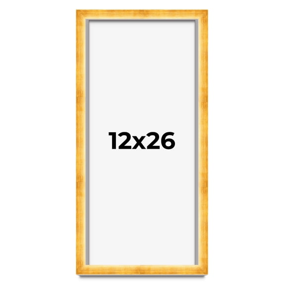 12x26 Shadow Box Frame Gold | 1.625 Inches Deep Real Wood Traditional Shadowbox Display Frame | UV