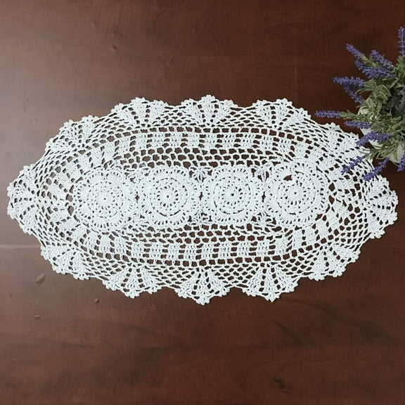 12x27 100% Cotton Handmade Crochet lace Table Runners Oblong Tablecloth Doilies Doily