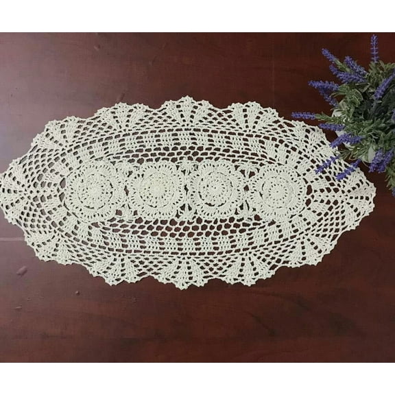 12x27 100% Cotton Handmade Crochet lace Table Runners Oblong Tablecloth Doilies Doily