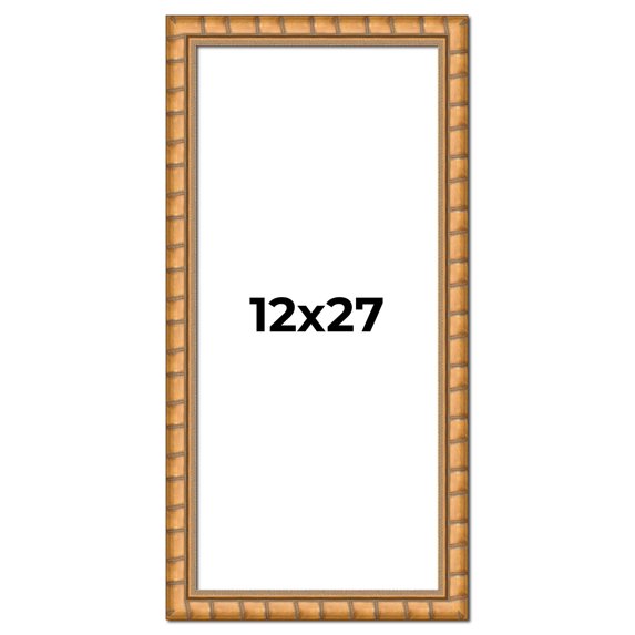 12x27 Frame Gold Real Wood Picture Frame Width 1.5 inches | Interior Frame Depth 0.5 inches |