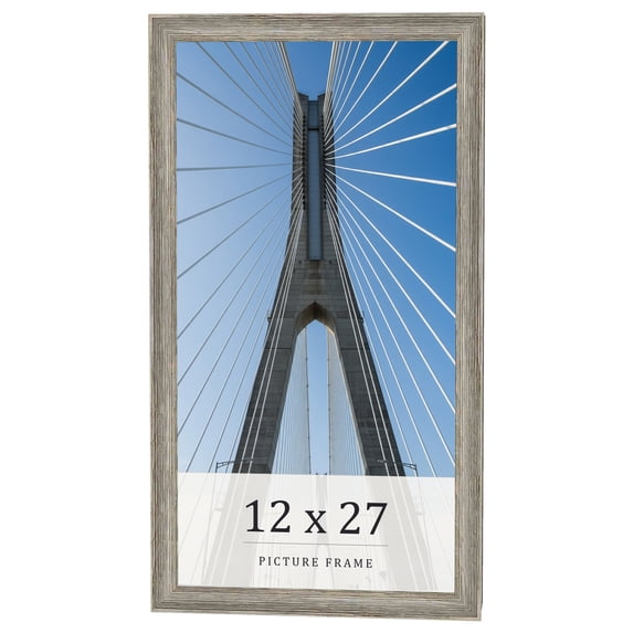 12x27 Frame Grey Solid Wood Picture Frame Width 1 Inches | Interior Frame Depth 0.5 Inches |