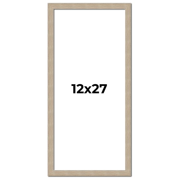 12x27 Frame Grey Solid Wood Picture Frame Width 1 Inches | Interior Frame Depth 0.5 Inches |