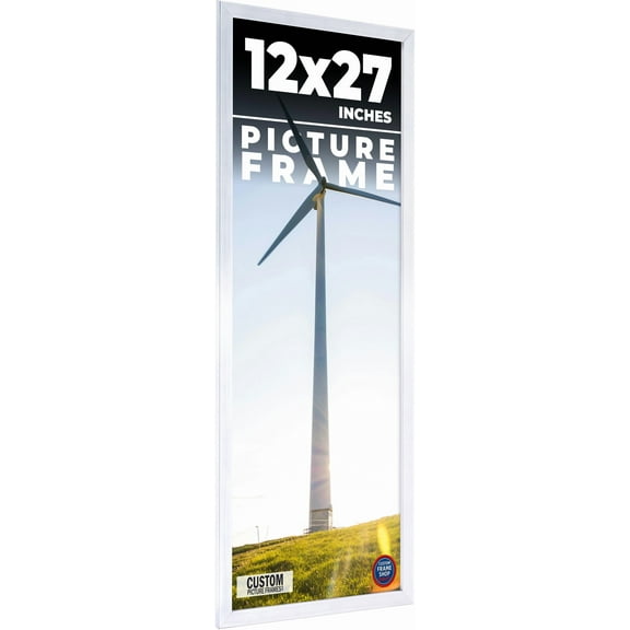 12x27 Frame Silver Real Wood Picture Frame Width 0.75 inches | Interior Frame Depth 0.5 inches |
