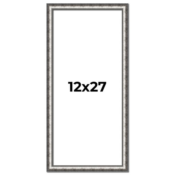 12x27 Frame Silver Real Wood Picture Frame Width 1.125 Inches | Interior Frame Depth 0.5 Inches |