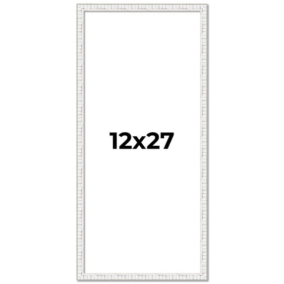12x27 Frame White Real Wood Picture Frame Width 0.75 inches | Interior Frame Depth 0.5 inches |