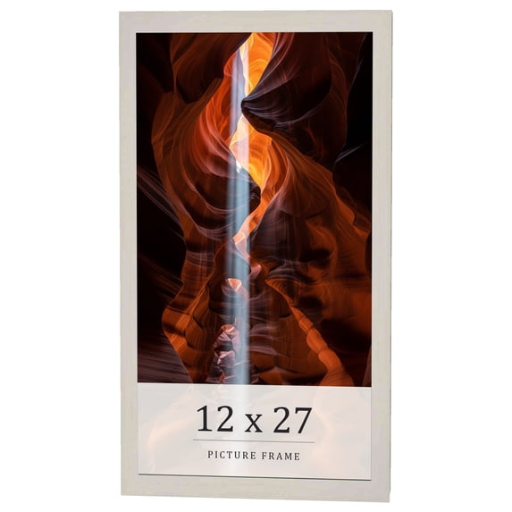 12x27 Frame White Wheat Solid Wood Picture Frame | Moulding Width 0.75 Inches | Interior Depth 0.5