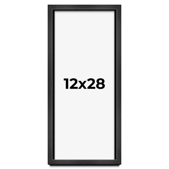 12x28 Frame Black Charcoal Grey Wood Textured Picture Frame | 0.75 Inch Moulding Width | Gunmetal
